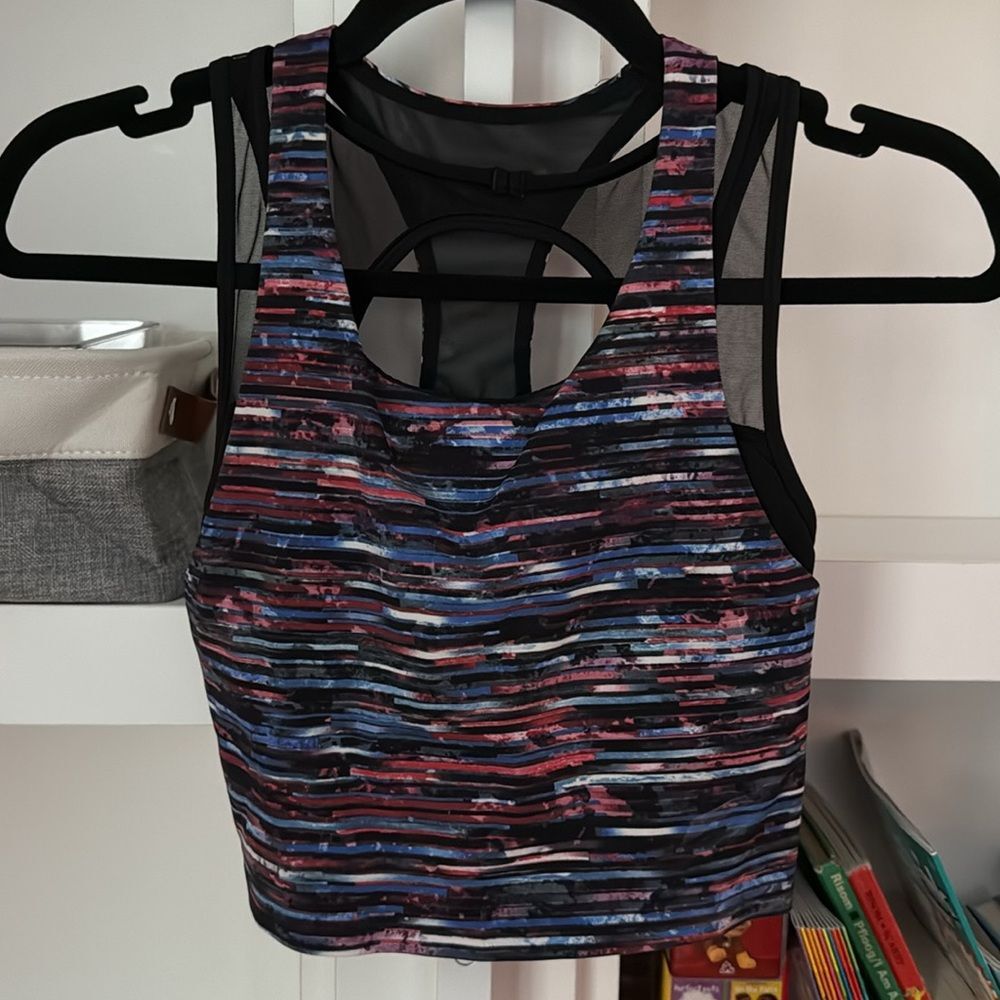 Lululemon Break Free Tank Top Nulux Sz 2 Hinshu Alpine White Black Sports Bra - Picture 3 of 6